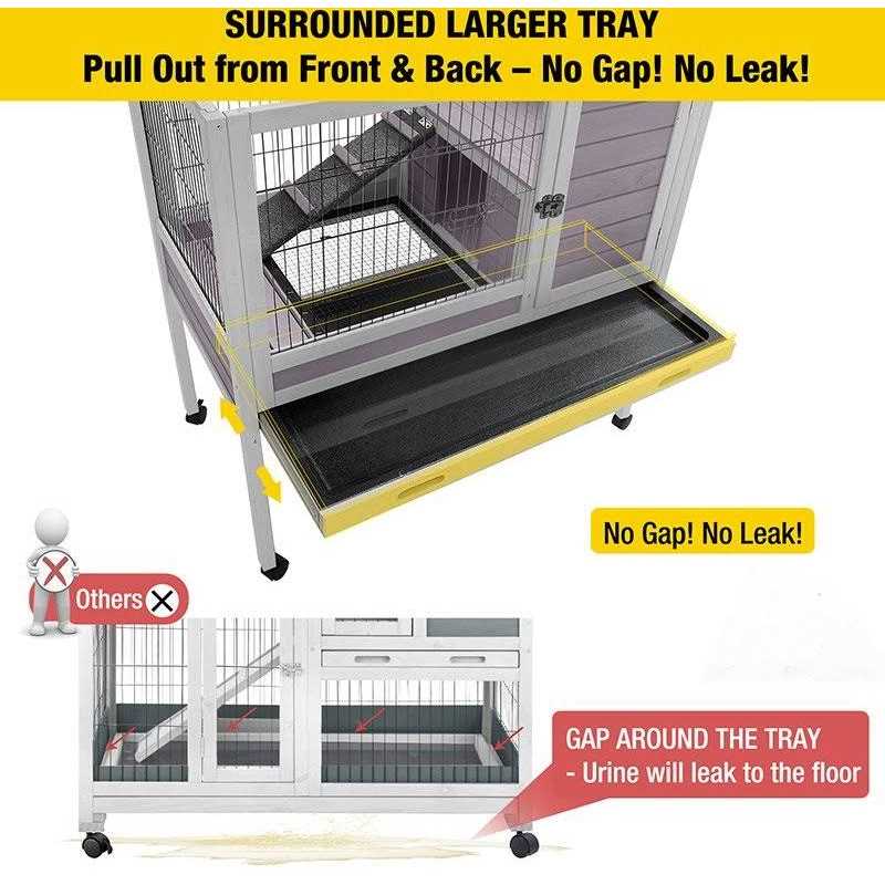 Small Rabbit Hutch with Pull Out Tray V497