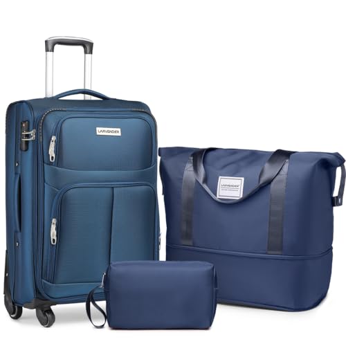 3 Piece Expandable Softside Luggage Set with TSA Lock Spinner Wheels W292765