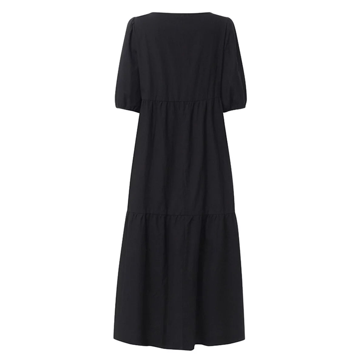 Summer Casual Boho Dress Short Sleeve High Waist Midi Z916