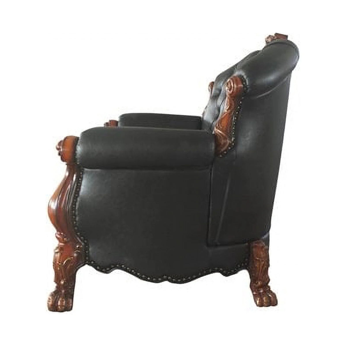 Black Faux Leather Wood Loveseat with 3 Pillows M8831