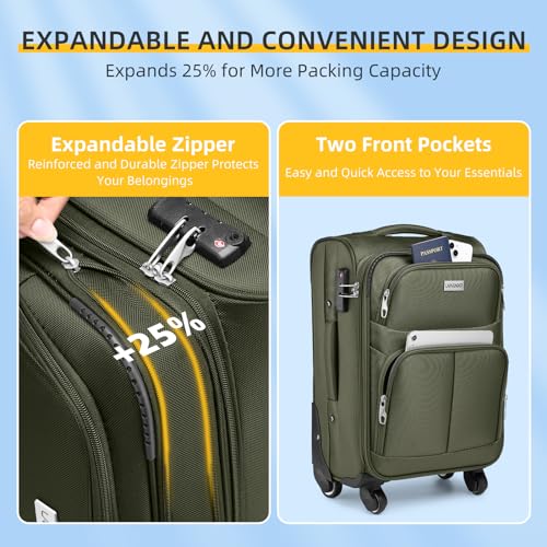 3 Piece Expandable Softside Luggage Set with TSA Lock Spinner Wheels W292765