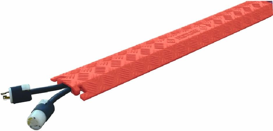 Orange Polyurethane 1 Channel Drop Over Cable Protectors with L-Shaped Connectors, 36" Length, 5.25" Width, 0.75" Height, Pack of 2 G1614