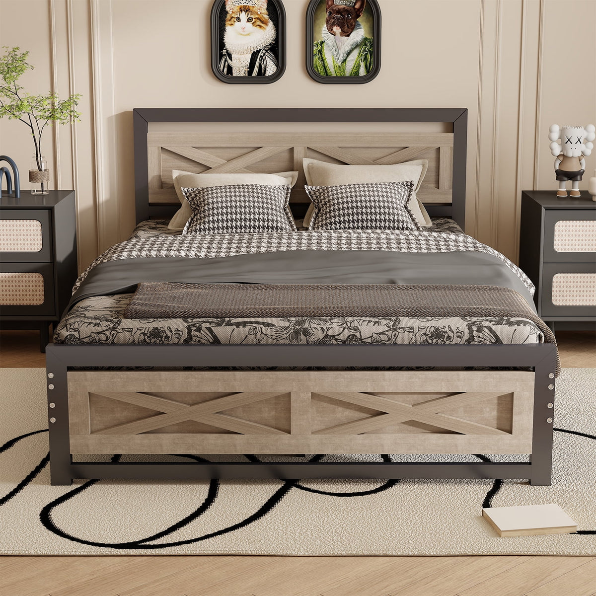 Twin Size Platform Bed Frame with Headboard F295002
