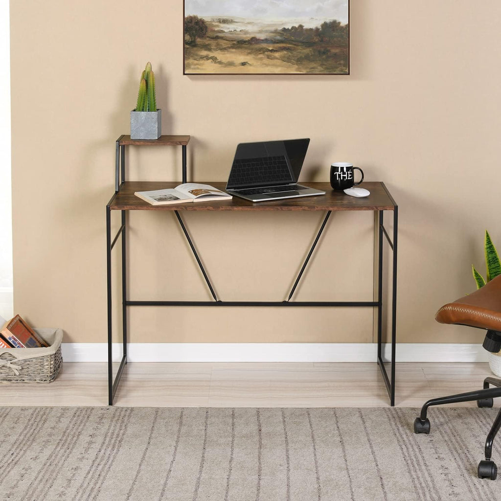 Computer Desk with Storage Shelf, Oak White, 39.4x18.9x35.4in, Pack of 2 P475