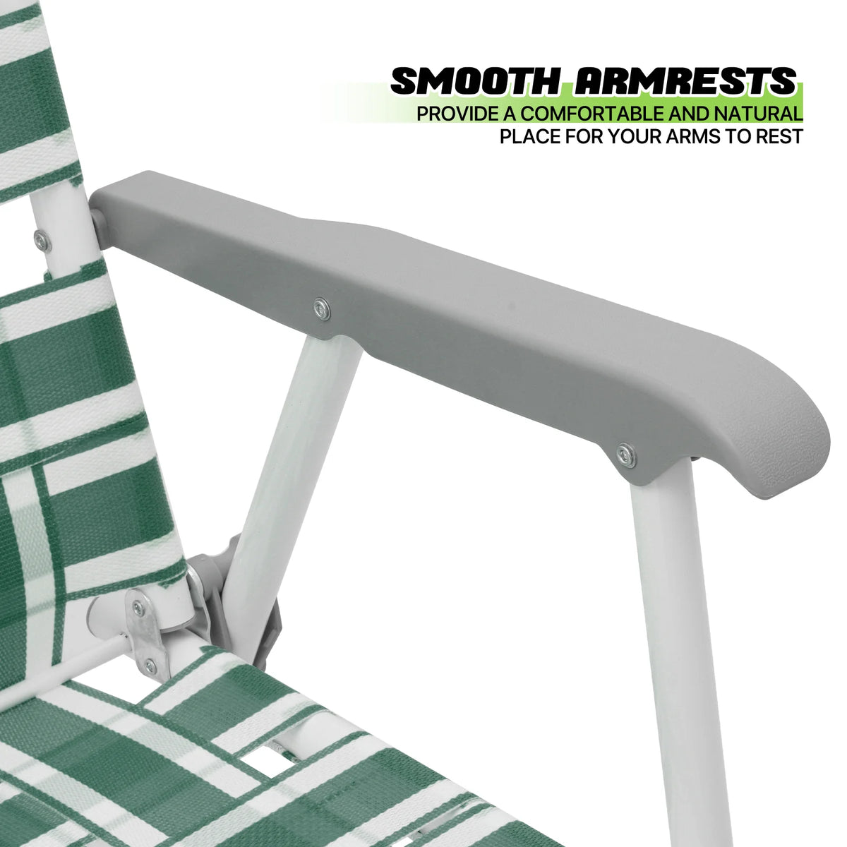 Dark Green 2 Pieces Folding Beach Chairs with Armrests I5045