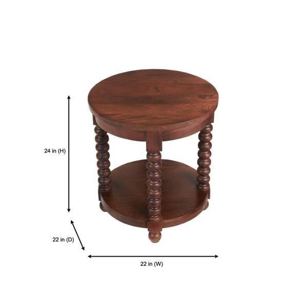 Round Walnut Finish Wood End Table B8954