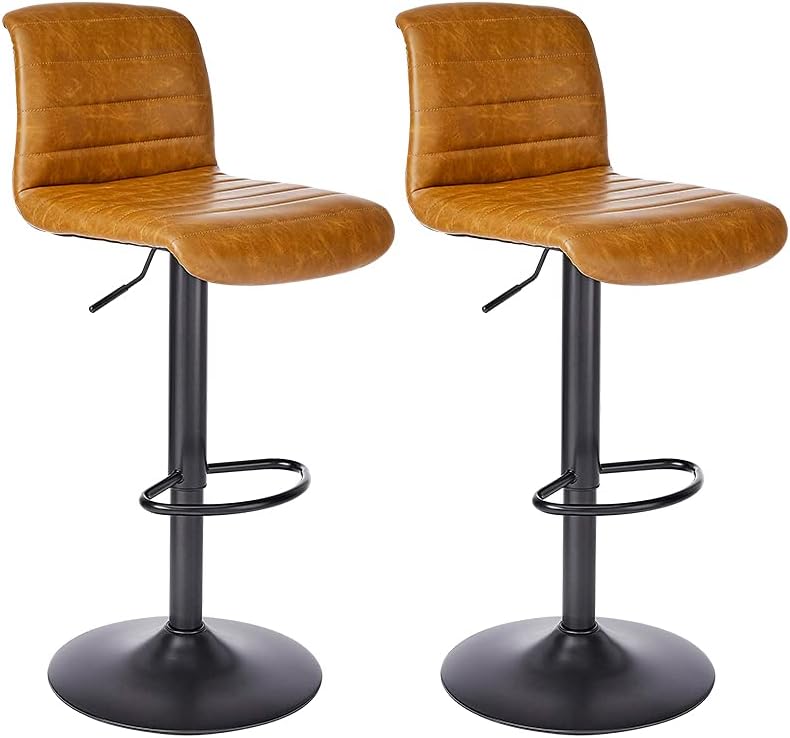 Light Brown Adjustable Swivel Bar Stool Set of 2 K502