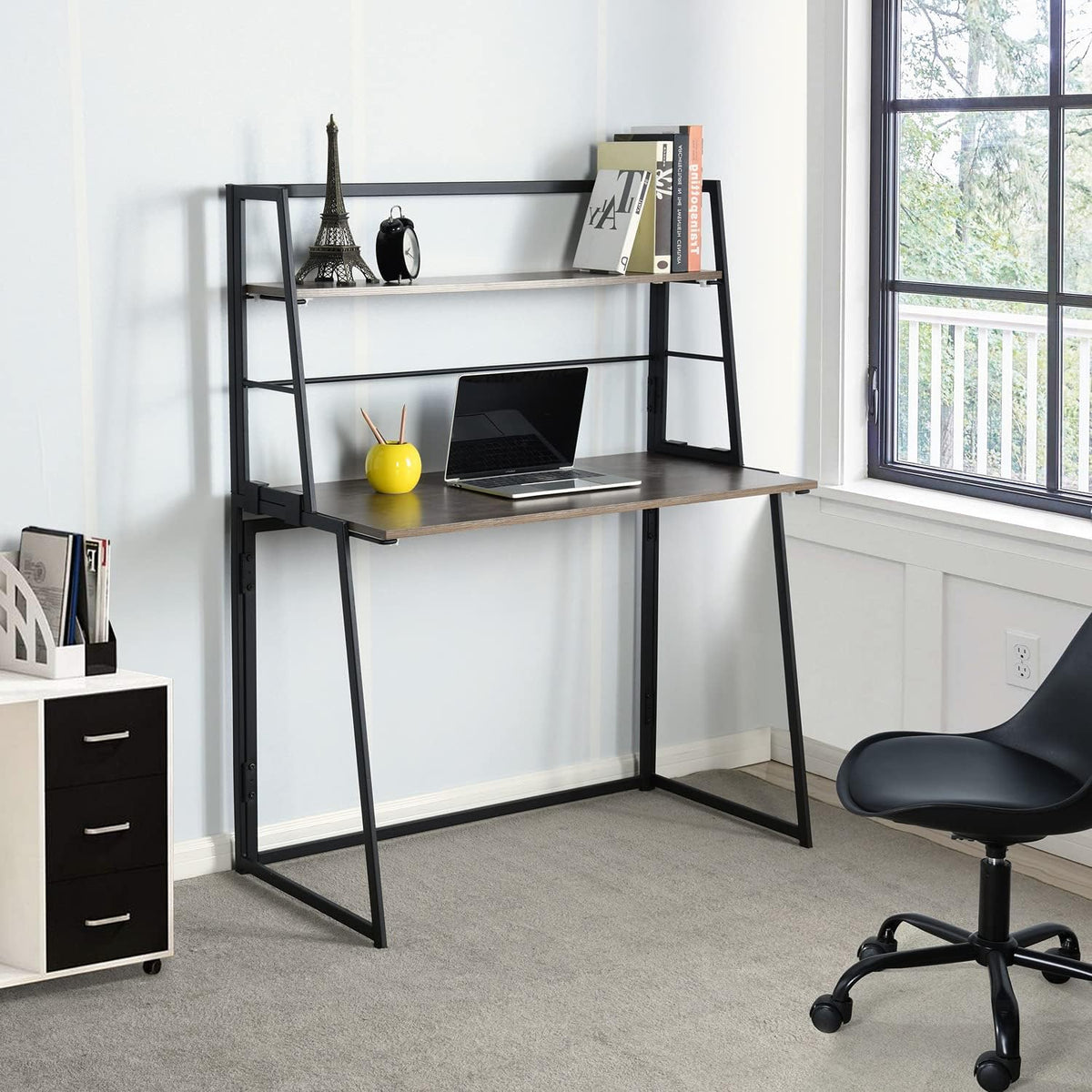Computer Desk with Storage Shelf, Oak White, 39.4x18.9x35.4in, Pack of 2 P475