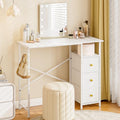 White Compact Vanity Desk with Drawers I2647