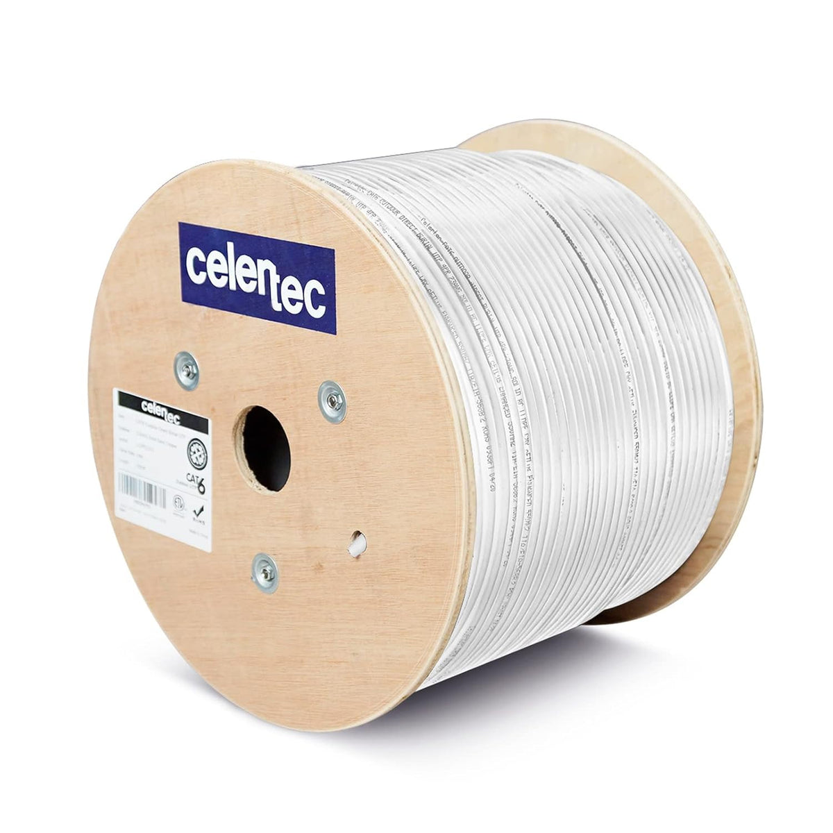 CAT6 Outdoor Bulk Ethernet Cable, 500ft, 23AWG Solid Bare Copper, UTP, White G54718