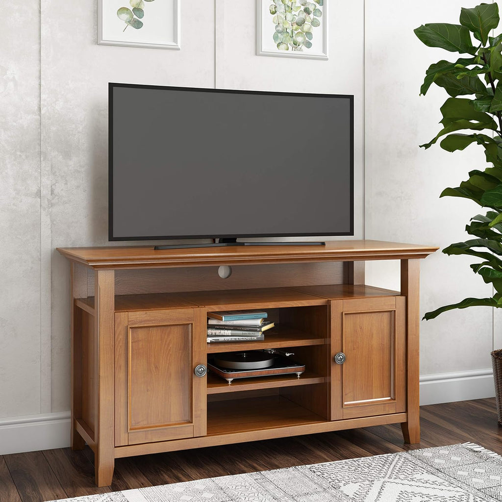 Solid Wood TV Media Stand with Storage Cabinet and Shelves N120652