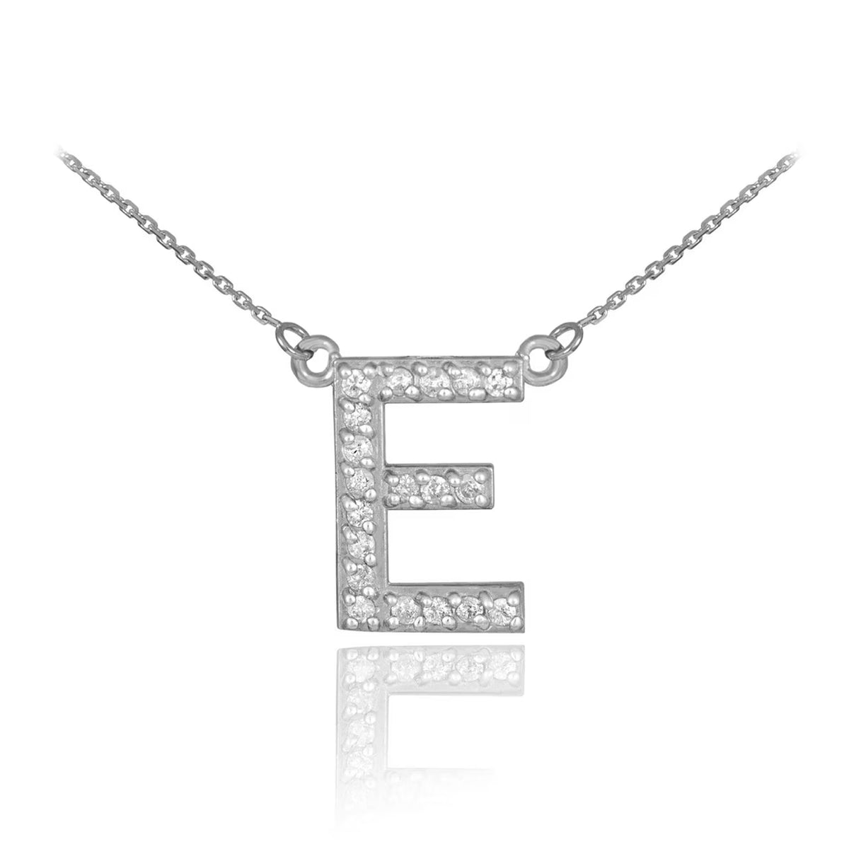 14K White Gold Diamond Initial Necklace, 18" Z8952